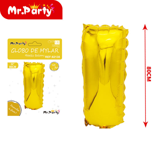 Letra i dorada de 32 pulgadas con cuerpo gordo (pajilla de p (12paquetes)