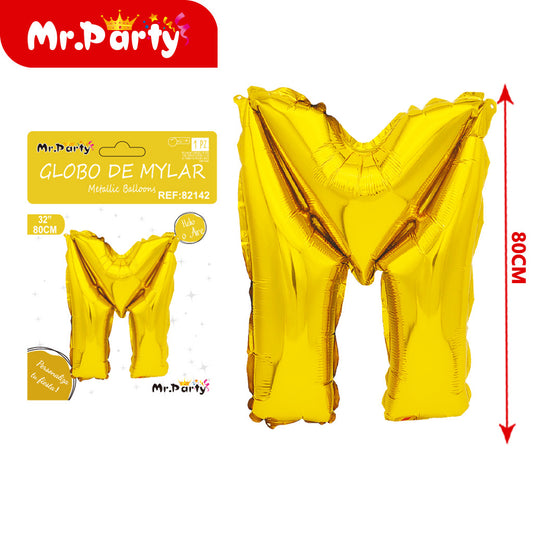 Letra m dorada de 32 pulgadas con cuerpo gordo (pajilla de p (12paquetes)
