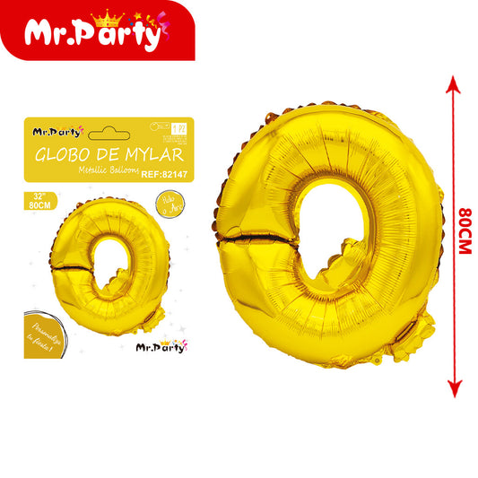 Letra q dorada de 32 pulgadas con cuerpo gordo (pajilla de p (12paquetes)
