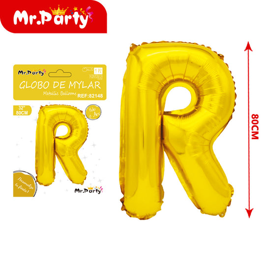 Letra de cuerpo gordo de 32 pulgadas dorada r (pajilla de pa (12paquetes)