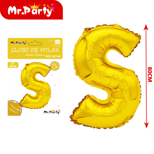 Letra dorada de cuerpo gordo de 32 pulgadas s (pajilla de pa (12paquetes)