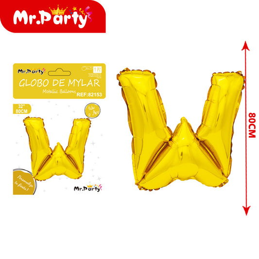 Letra w dorada de 32 pulgadas con cuerpo gordo (pajilla de p (12paquetes)
