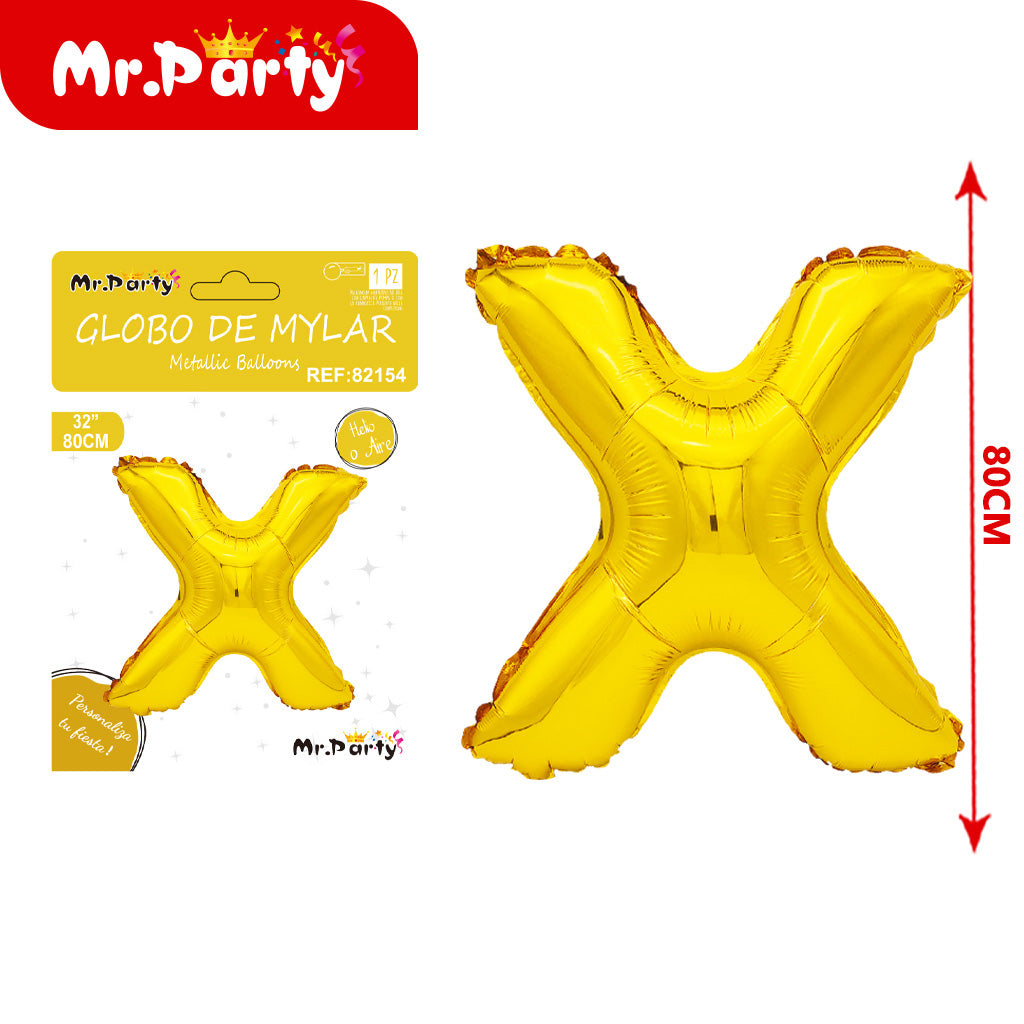 Letra x dorada de 32 pulgadas con cuerpo gordo (pajilla de p (12paquetes)