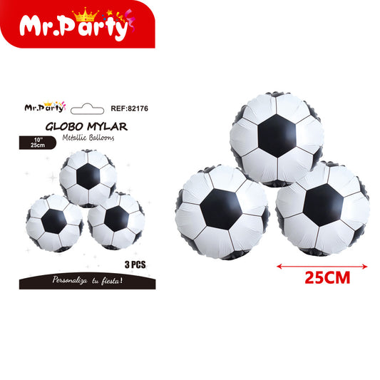 3 pelotas de fútbol de papel de aluminio de 10 pulgadas en b (12paquetes)