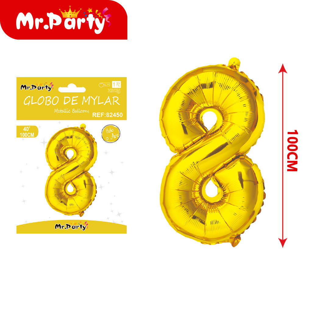 Globo Número Dorado 100cm – Mylar Metálico Mr. Party