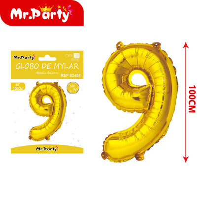 Globo Número Dorado 100cm – Mylar Metálico Mr. Party