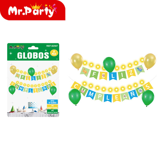 Juego de 8 piezas de dinosaurio verde para cumpleaños (12paquetes)