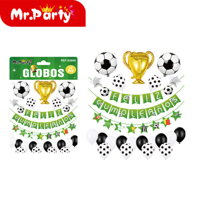 ⚽🎈 Kit Decoración Cumpleaños Fútbol | Sets de Globos + Guirnalda “Feliz Cumpleaños” (Variantes)