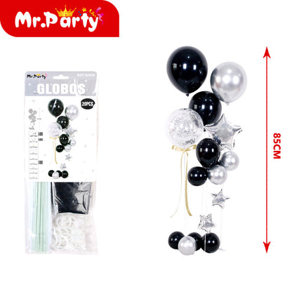 Centro de Mesa con Globos 85cm 🎈✨ Kit Columna Transparente con Mylar y Confeti