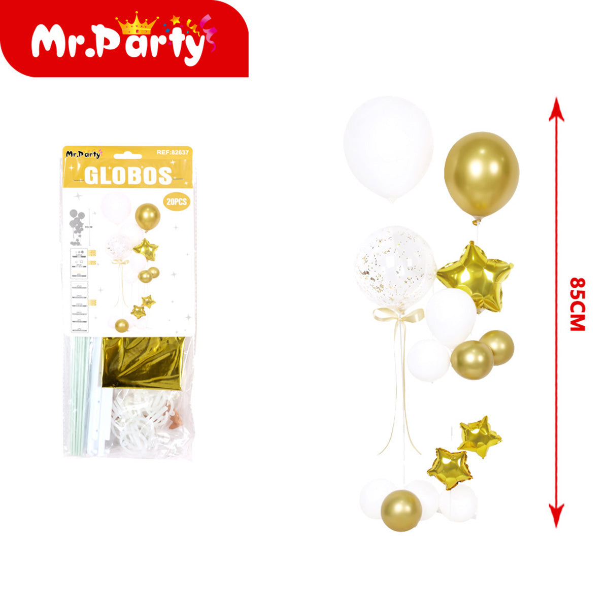 Centro de Mesa con Globos 85cm 🎈✨ Kit Columna Transparente con Mylar y Confeti