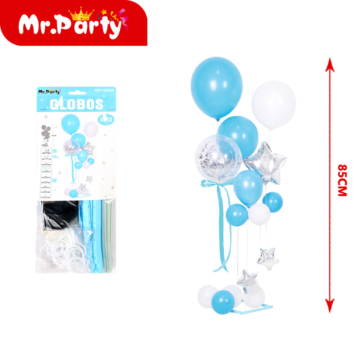 Centro de Mesa con Globos 85cm 🎈✨ Kit Columna Transparente con Mylar y Confeti