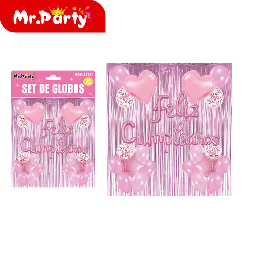 Juego de 22 piezas de seda de lluvia rosa (12paquetes)