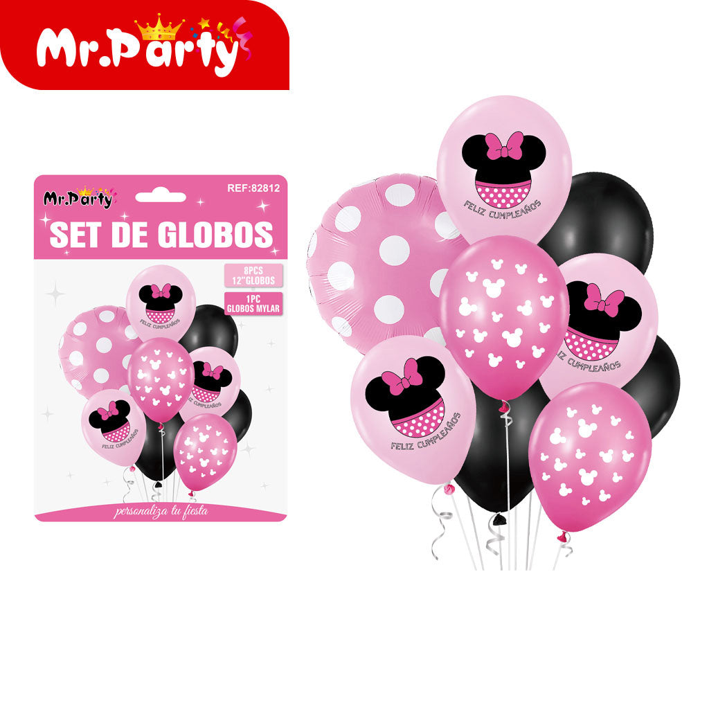 Juego de 9 globos de minnie (12paquetes)