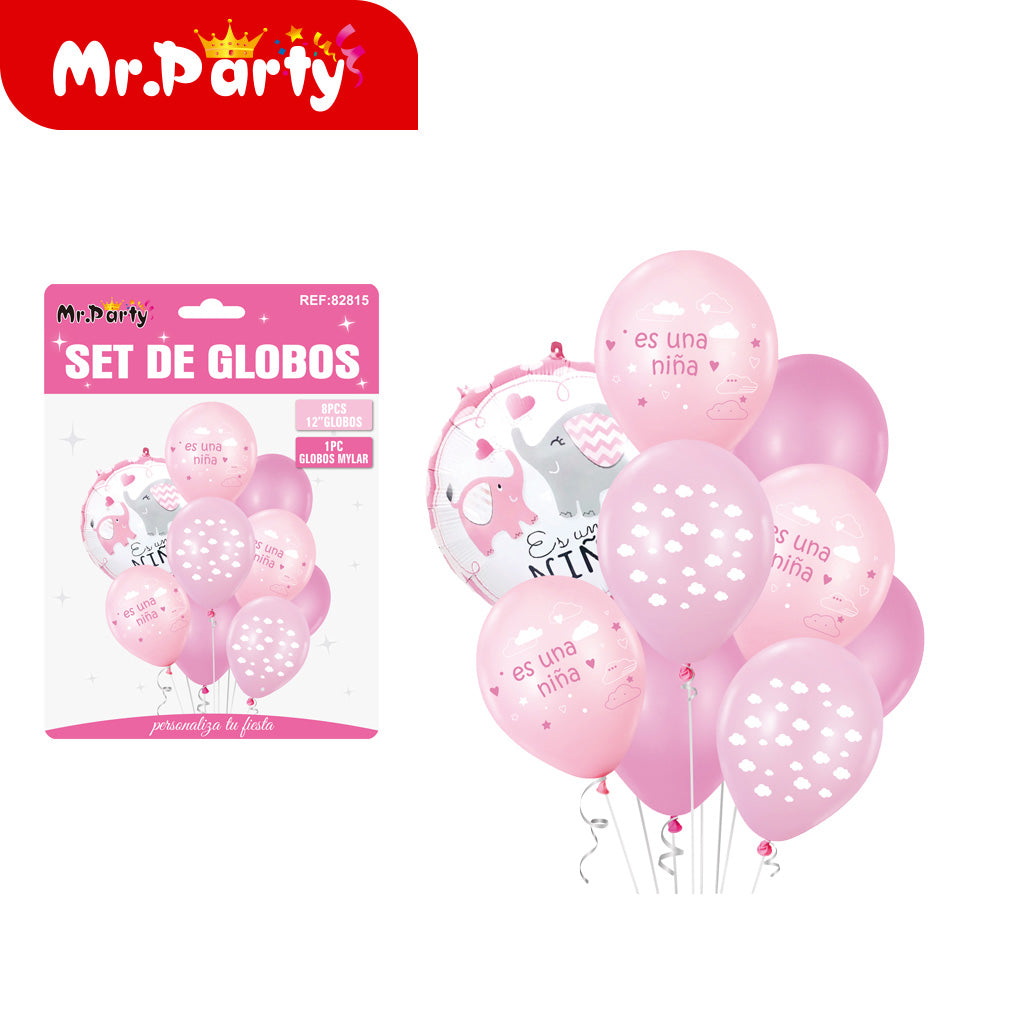 Juego de 9 globos para niñas (12paquetes)