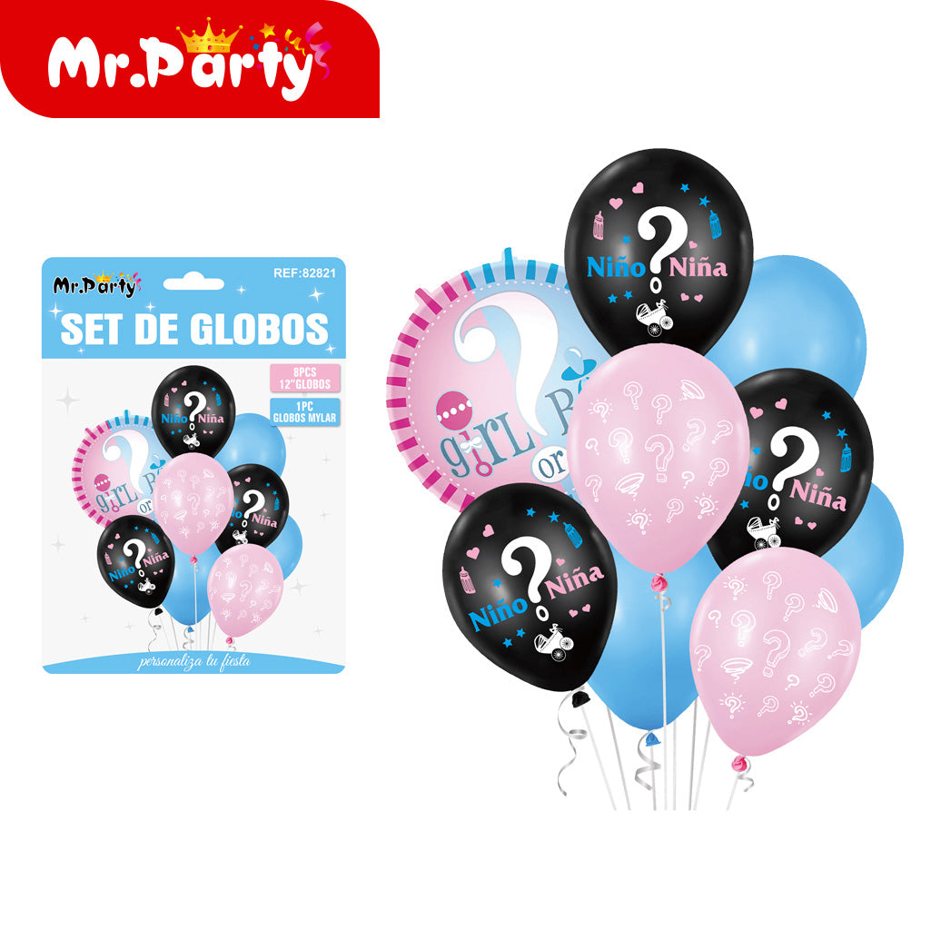 Set de Globos 12” con Confeti | 8 pzas + Opción Mylar | Decoración Fiesta