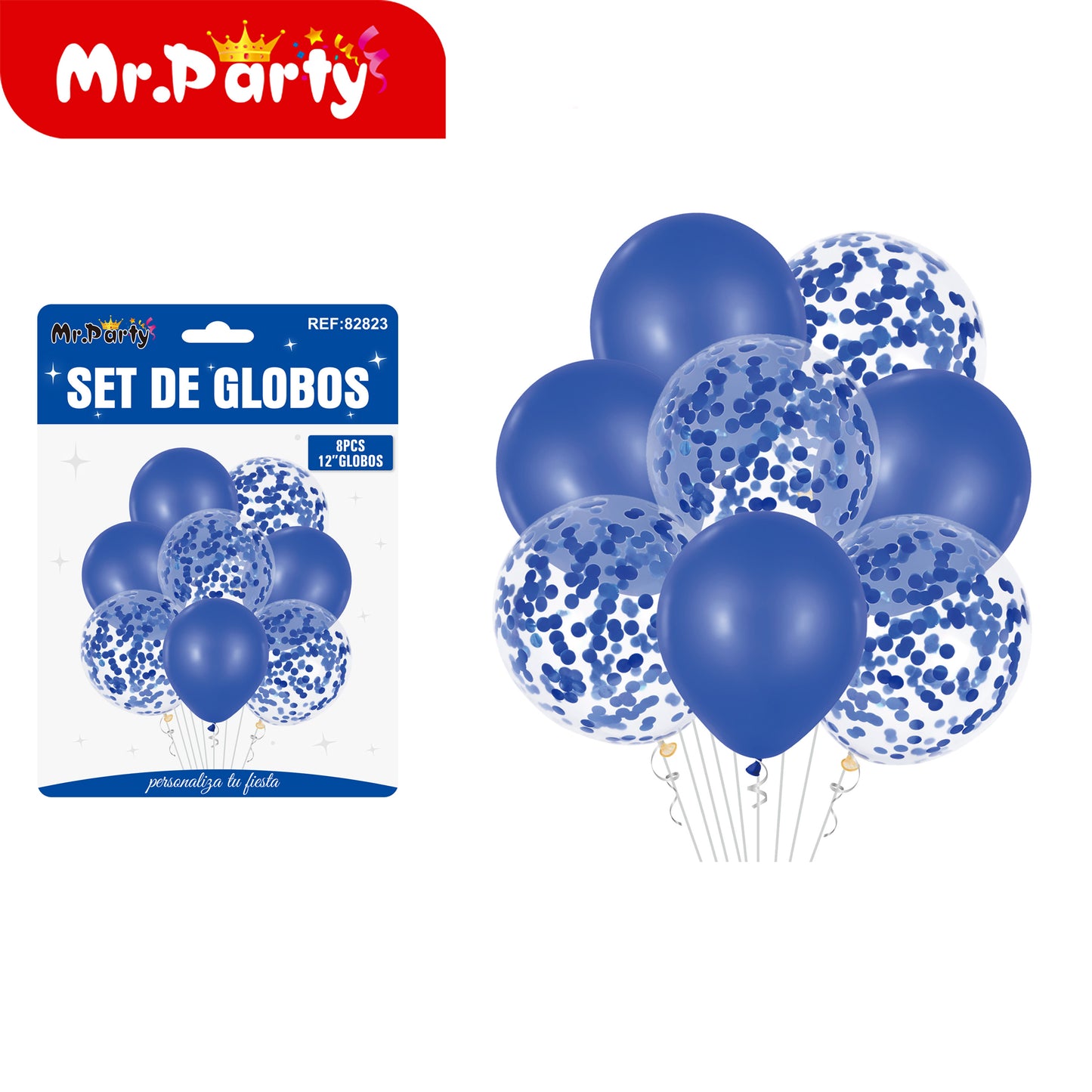 Set de Globos 12” con Confeti | 8 pzas + Opción Mylar | Decoración Fiesta