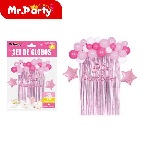 Set de globos de lluvia rosa (12paquetes)
