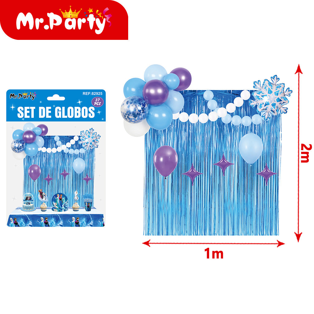 Set de Globos + Cortina Metálica (37 pzs) | Fondo Photo Booth para Fiesta 🎈✨