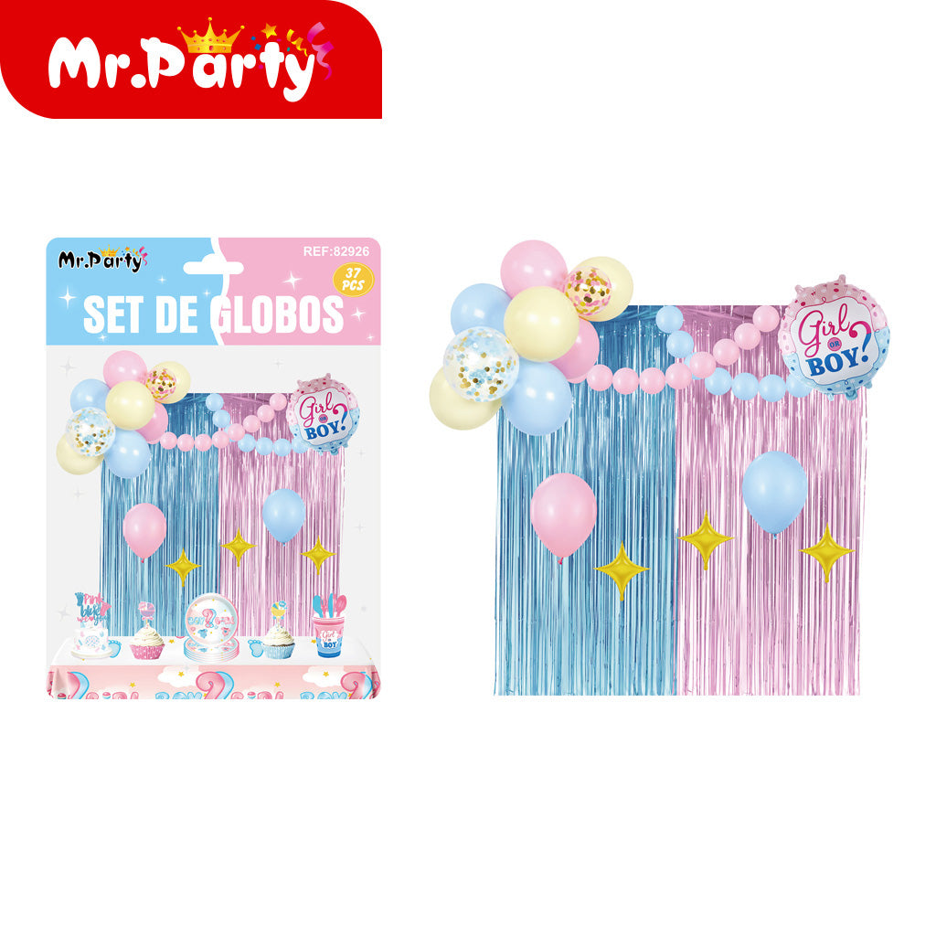 Set de Globos + Cortina Metálica (37 pzs) | Fondo Photo Booth para Fiesta 🎈✨