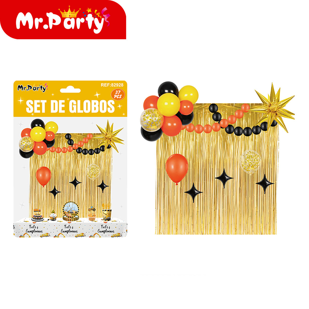 Set de Globos + Cortina Metálica (37 pzs) | Fondo Photo Booth para Fiesta 🎈✨
