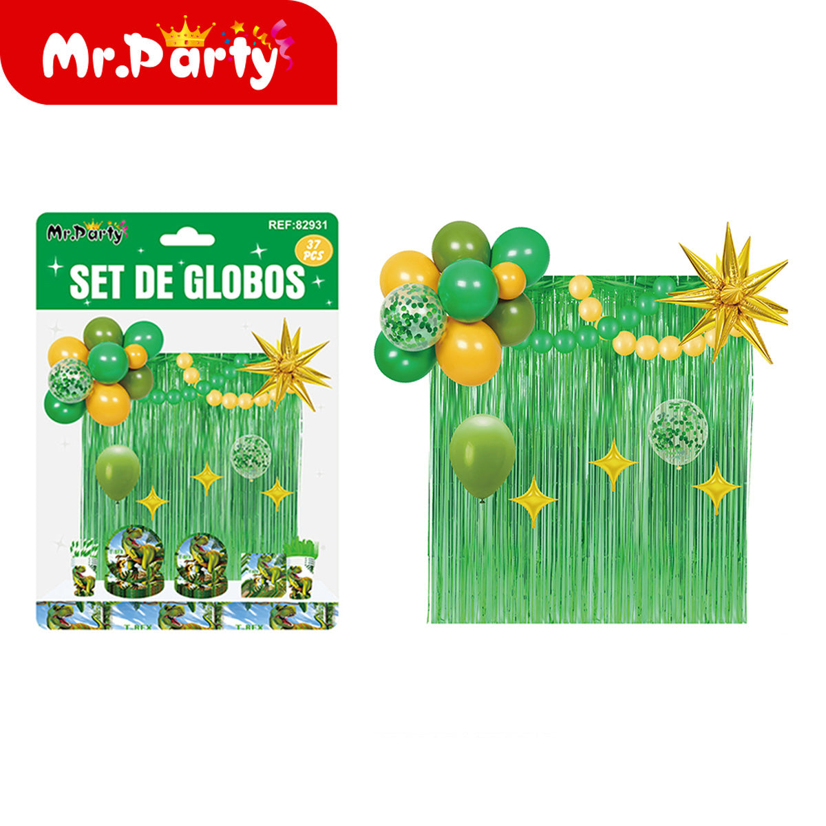 Set de Globos + Cortina Metálica (37 pzs) | Fondo Photo Booth para Fiesta 🎈✨