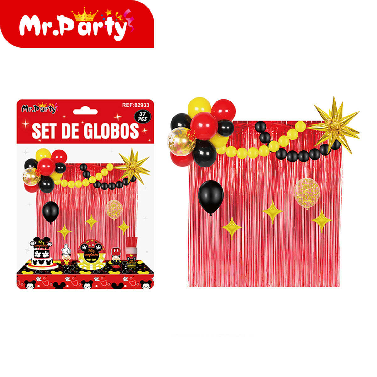 Set de Globos + Cortina Metálica (37 pzs) | Fondo Photo Booth para Fiesta 🎈✨