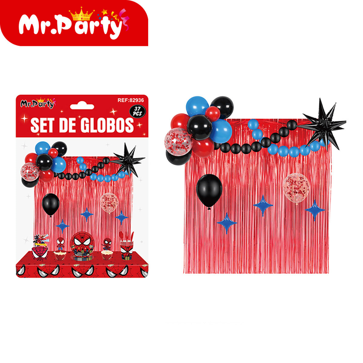 Set de Globos + Cortina Metálica (37 pzs) | Fondo Photo Booth para Fiesta 🎈✨
