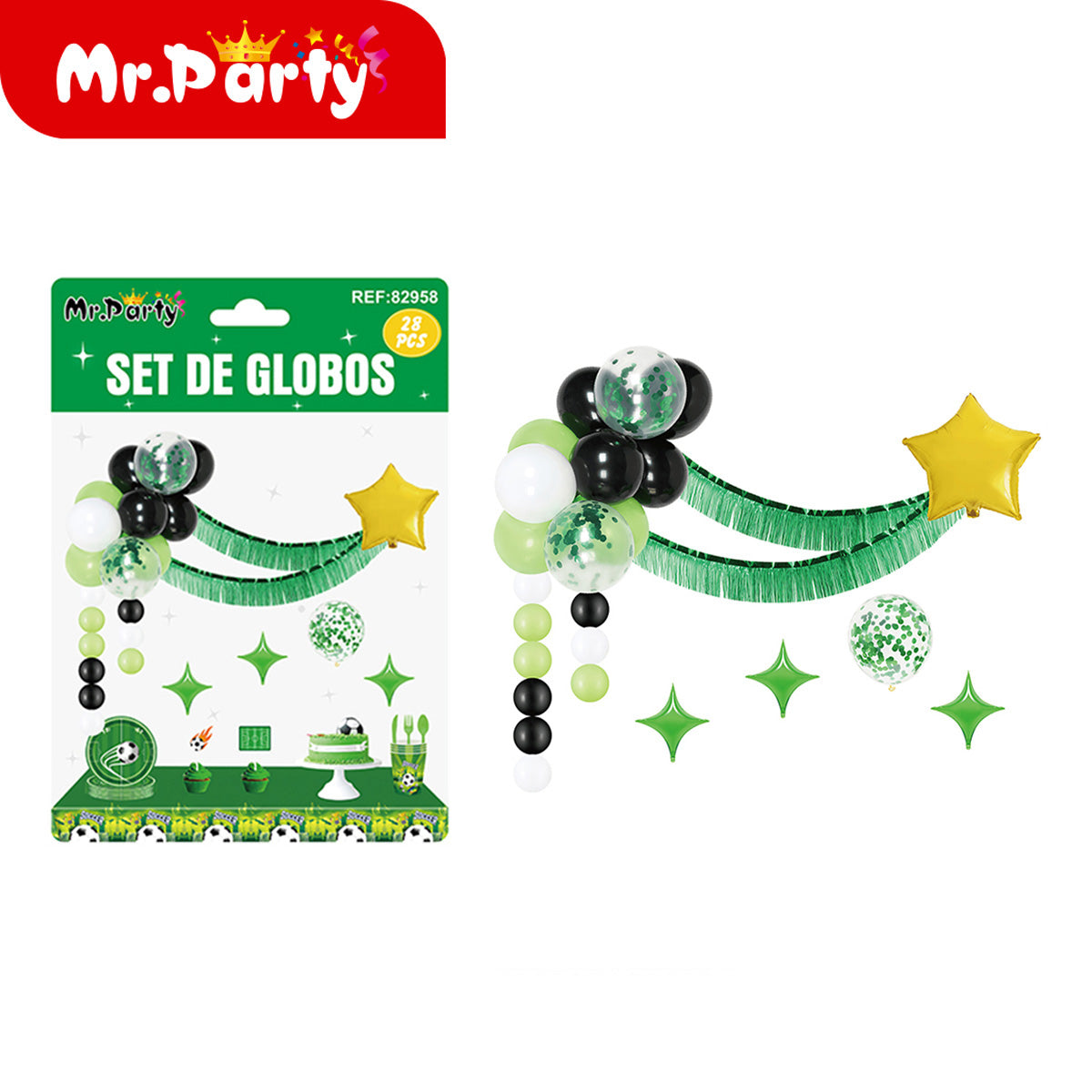 ⚽🎈 Kit Decoración Cumpleaños Fútbol | Sets de Globos + Guirnalda “Feliz Cumpleaños” (Variantes)