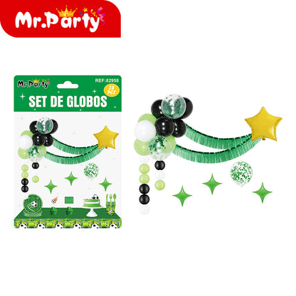 ⚽🎈 Kit Decoración Cumpleaños Fútbol | Sets de Globos + Guirnalda “Feliz Cumpleaños” (Variantes)- Mayoreo 6 o 12 pzas