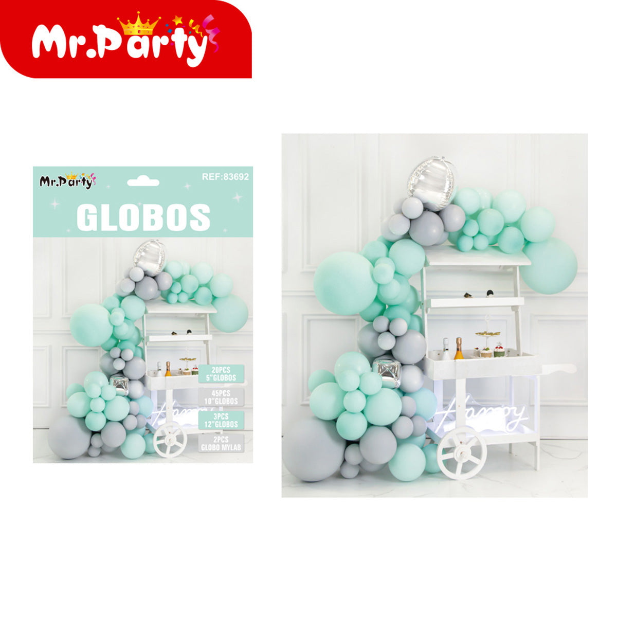 Kit Guirnalda de Globos Premium con Mylar 🎈✨ Decoración para Backdrop y Mesa Principal