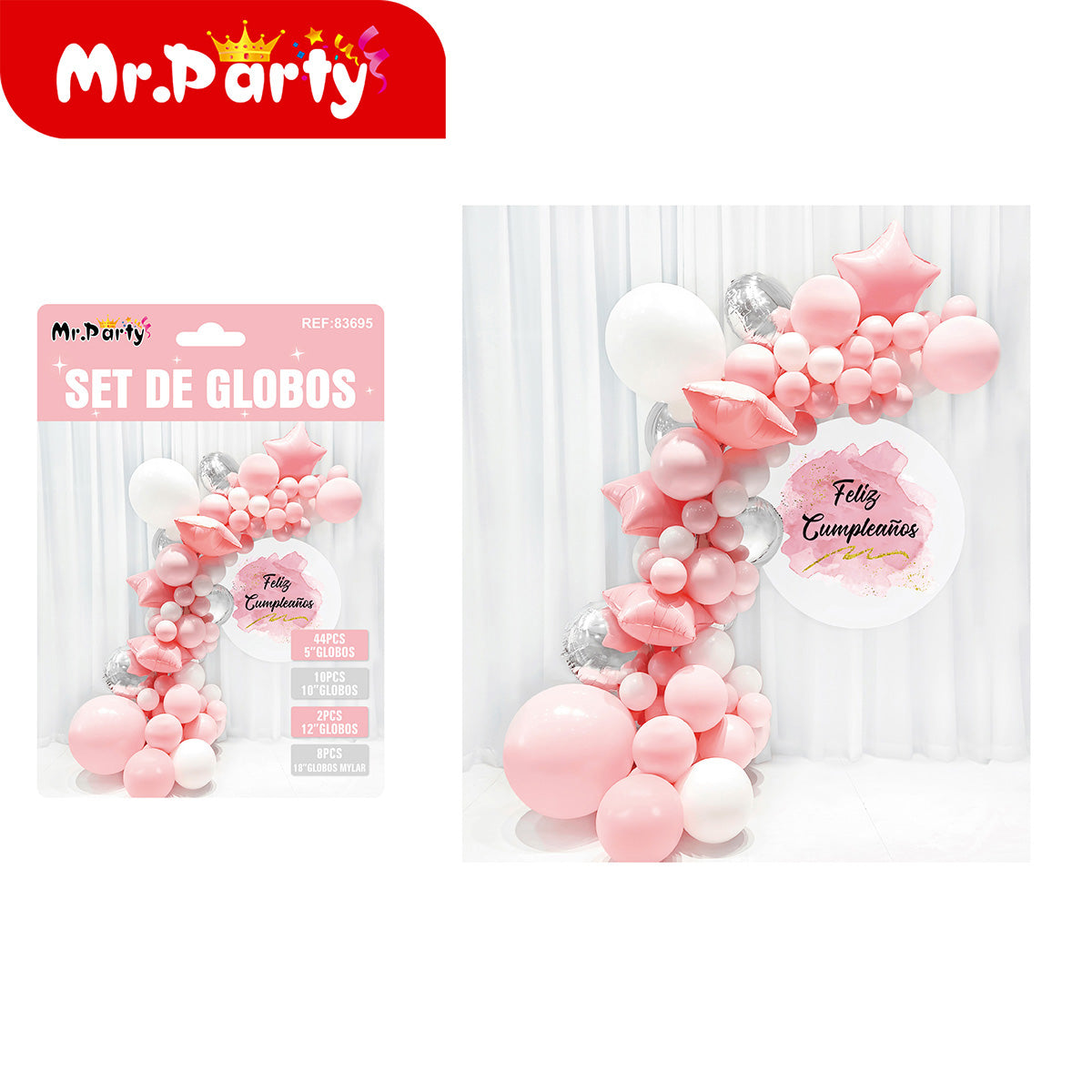 Kit Guirnalda de Globos Premium con Mylar 🎈✨ Decoración para Backdrop y Mesa Principal