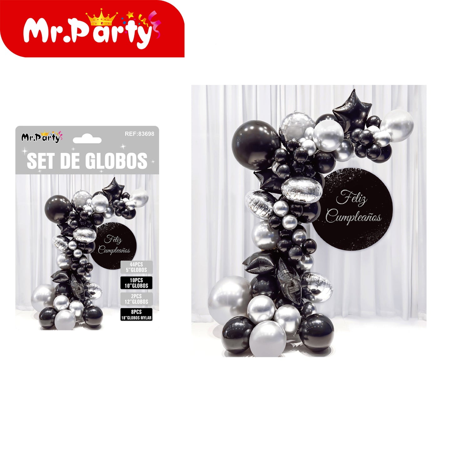 Kit Guirnalda de Globos Premium con Mylar 🎈✨ Decoración para Backdrop y Mesa Principal