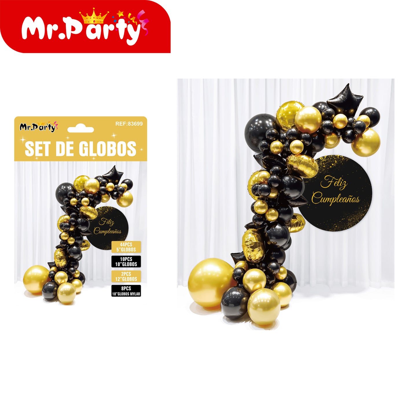 Kit Guirnalda de Globos Premium con Mylar 🎈✨ Decoración para Backdrop y Mesa Principal
