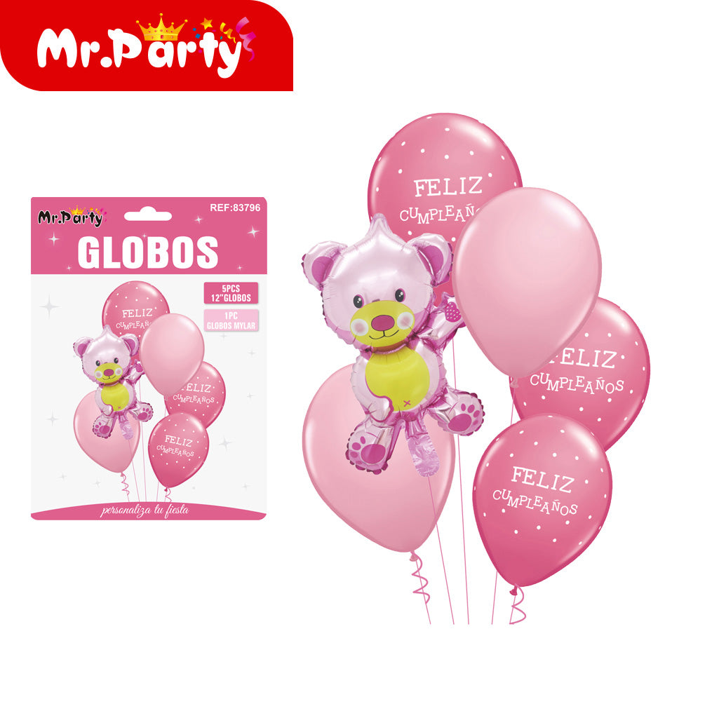 Set de Globos "Es Niña" o "Es Niño" del #12" Paquete con 8 Piezas y 1 Mylar Mr. Party