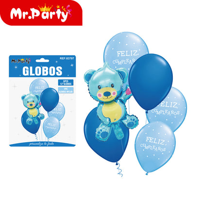 Set de Globos "Es Niña" o "Es Niño" del #12" Paquete con 8 Piezas y 1 Mylar Mr. Party