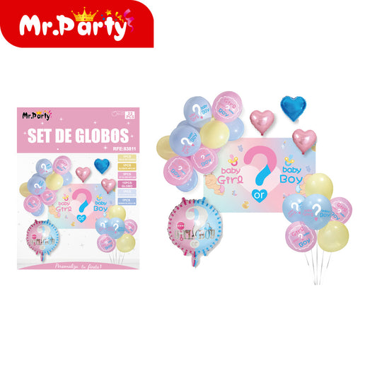 Juego de cadena de globos adivina el niño o la niña 19 pieza (12paquetes)