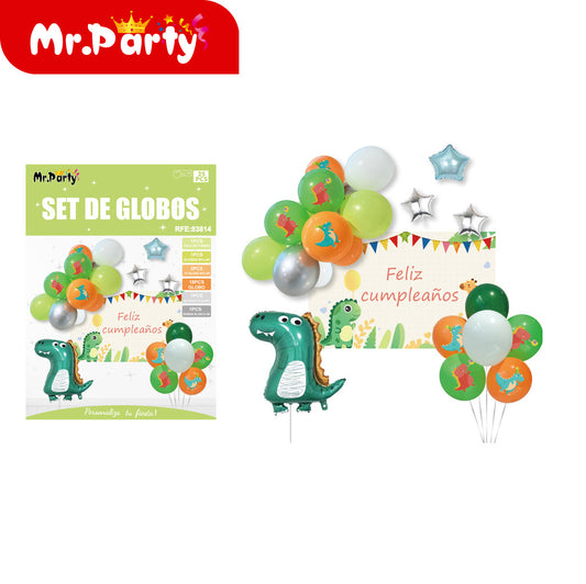 Set de globos de dinosaurio 19 piezas (12paquetes)