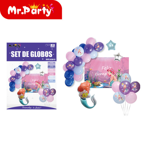 Set de globos de sirena de 28 piezas (12paquetes)