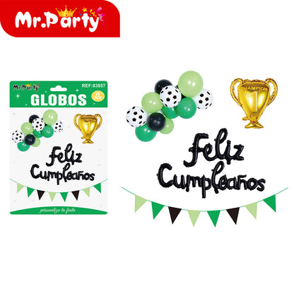⚽🎈 Kit Decoración Cumpleaños Fútbol | Sets de Globos + Guirnalda “Feliz Cumpleaños” (Variantes)