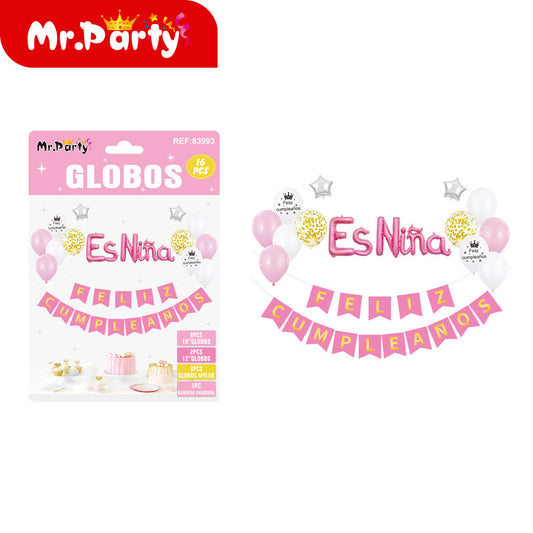 Juego de 14 tiras colgantes de fiesta de color rosa (12paquetes)
