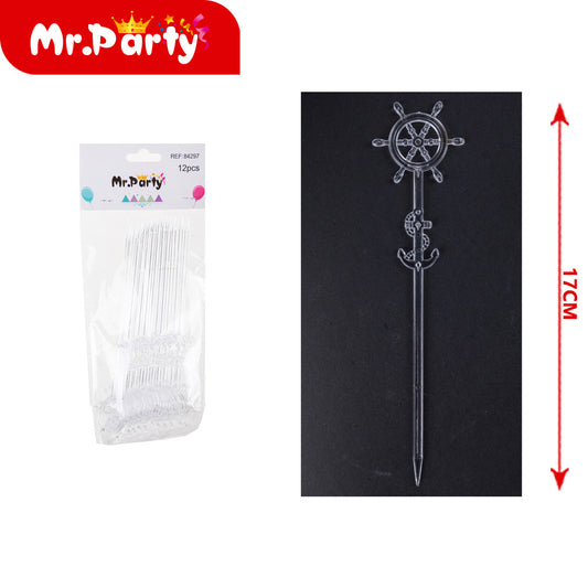 Horquilla de volante de 17 cm (blanco transparente) 12 pieza (12paquetes)
