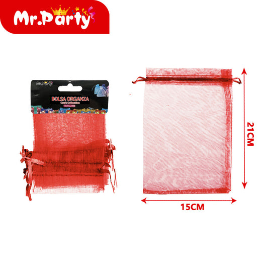 Bolsa de gasa de 15 x 21 cm 3 piezases color rojo brillante (12paquetes)