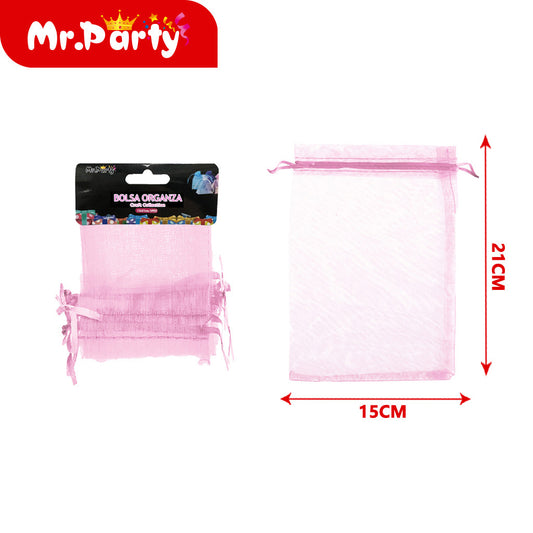 Bolsa de gasa de 15 x 21 cm 3 piezases color rosa (12paquetes)