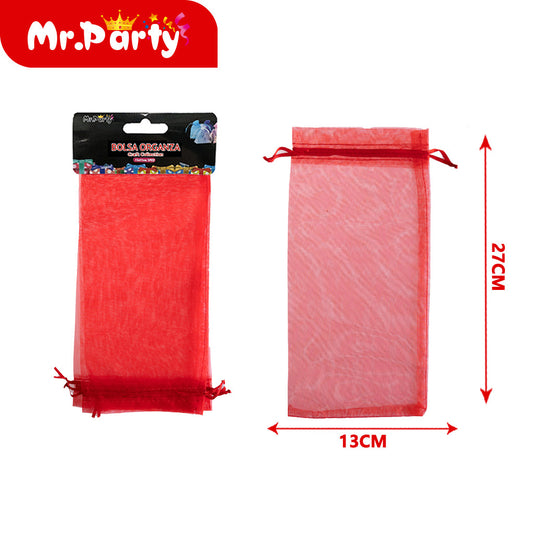 Bolsa de gasa de 13 x 27 cm 3 piezases color rojo brillante (12paquetes)