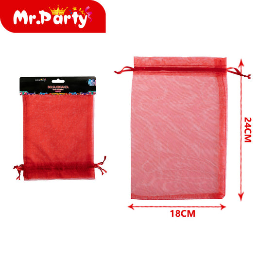 Bolsa de gasa de 18 x 24 cm 3 piezases color rojo brillante (12paquetes)
