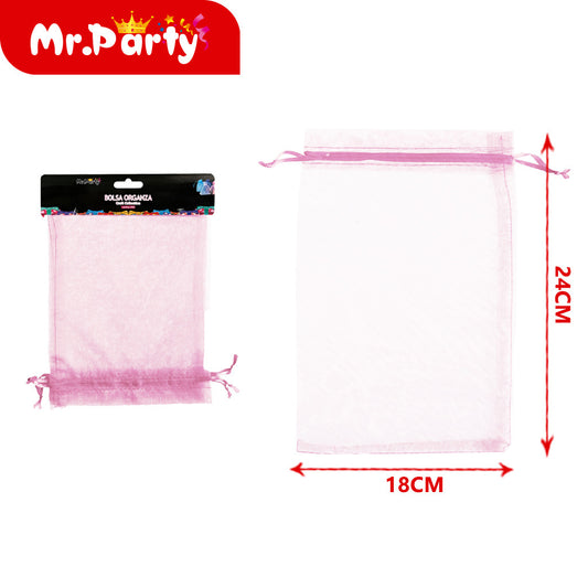 Bolsa de gasa de 18 x 24 cm 3 piezases color rosa (12paquetes)