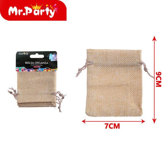 Bolsa de lino sintético de 7 x 9 cm 3 piezases/tarjeta color (12paquetes)