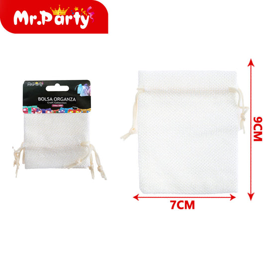 Bolsa de lino sintético de 7 x 9 cm 3 piezases/tarjeta blanc (12paquetes)
