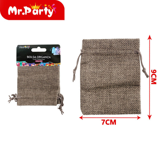 Bolsa de lino sintético de 7 x 9 cm 3 piezases color caqui (12paquetes)