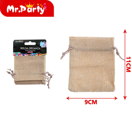 Bolsa de lino sintético de 9 x 11 cm 3 piezases/tarjeta colo (12paquetes)